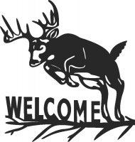 Welcom deer sign - DXF CNC dxf for Plasma Laser Waterjet Plotter Router Cut Ready Vector CNC file